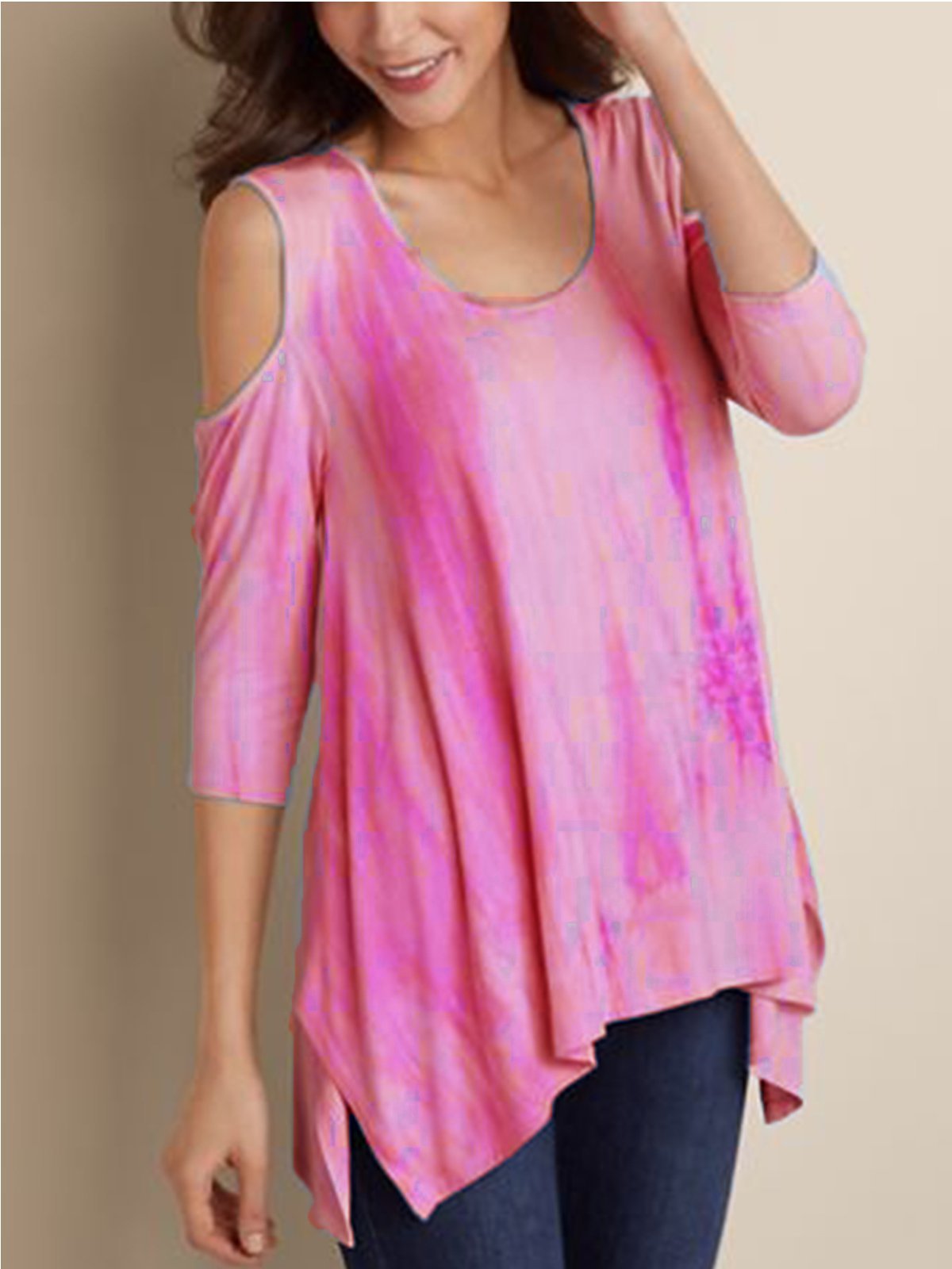 Blue Printed Half Sleeve Shirts & Tops