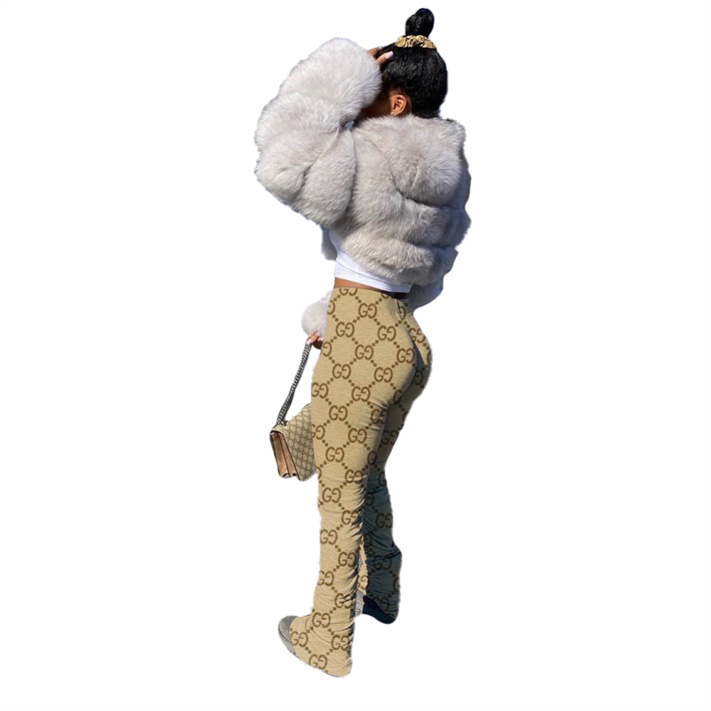 Sexy High Waist Print Stacked Leggings