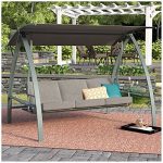 3 Person Patio Swinging Bench with Adjustable Canopy & Weather Resistant Steel Frame