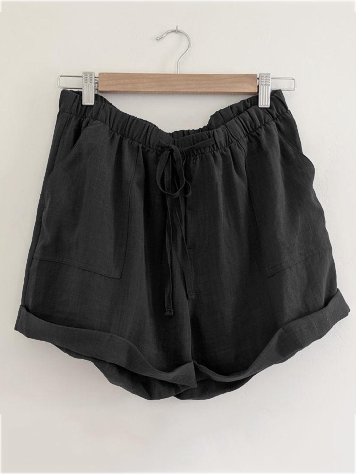 Plus Size Casual Solid Pockets Pants