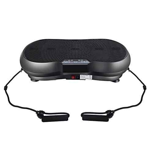 Vibration Plate Exercise Machine, Dual Motor Oscillation, Remote Control and Resistance Bands