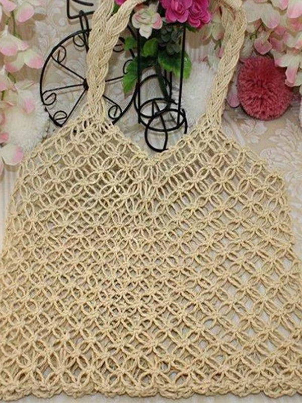 Women's Beach Cotton Rope Woven Tote Bag Handbag