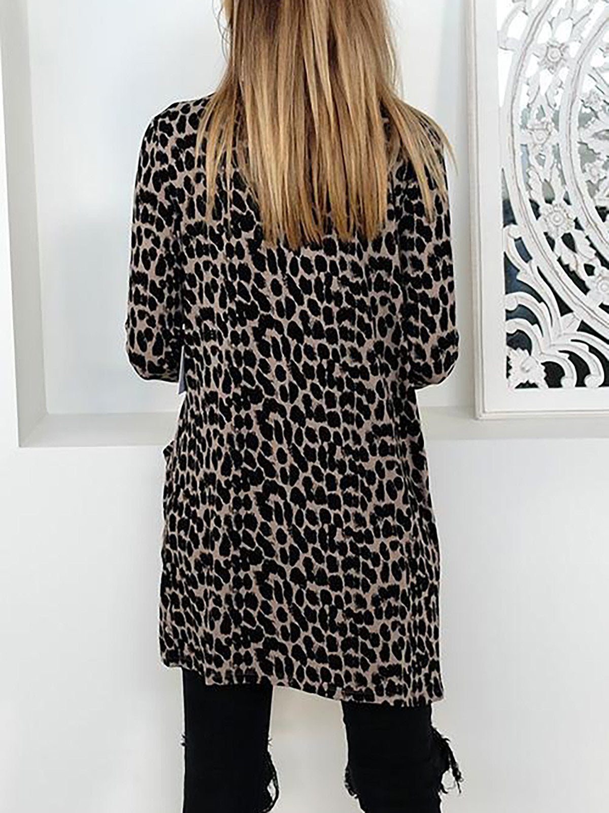 Leopard Long Sleeve Leopard Print Cotton Casual Cardigans