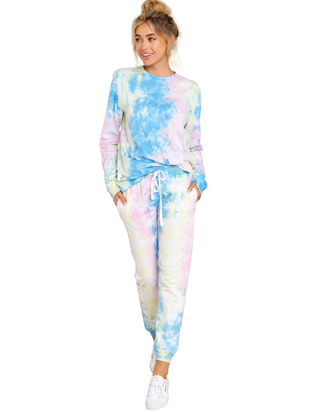 Autumn Tie Dye Matching Top and Pants Lounge Wear