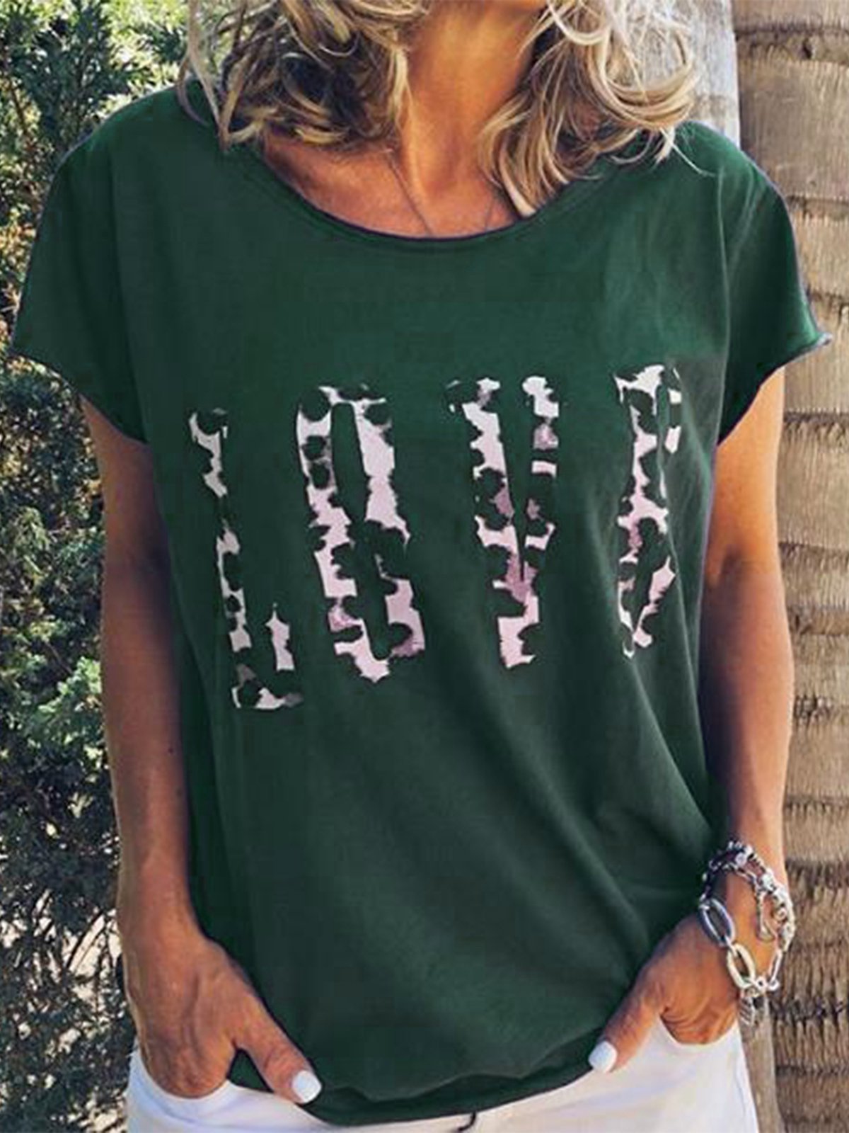 Casual Printed Round Neck Short Sleeve Shirts