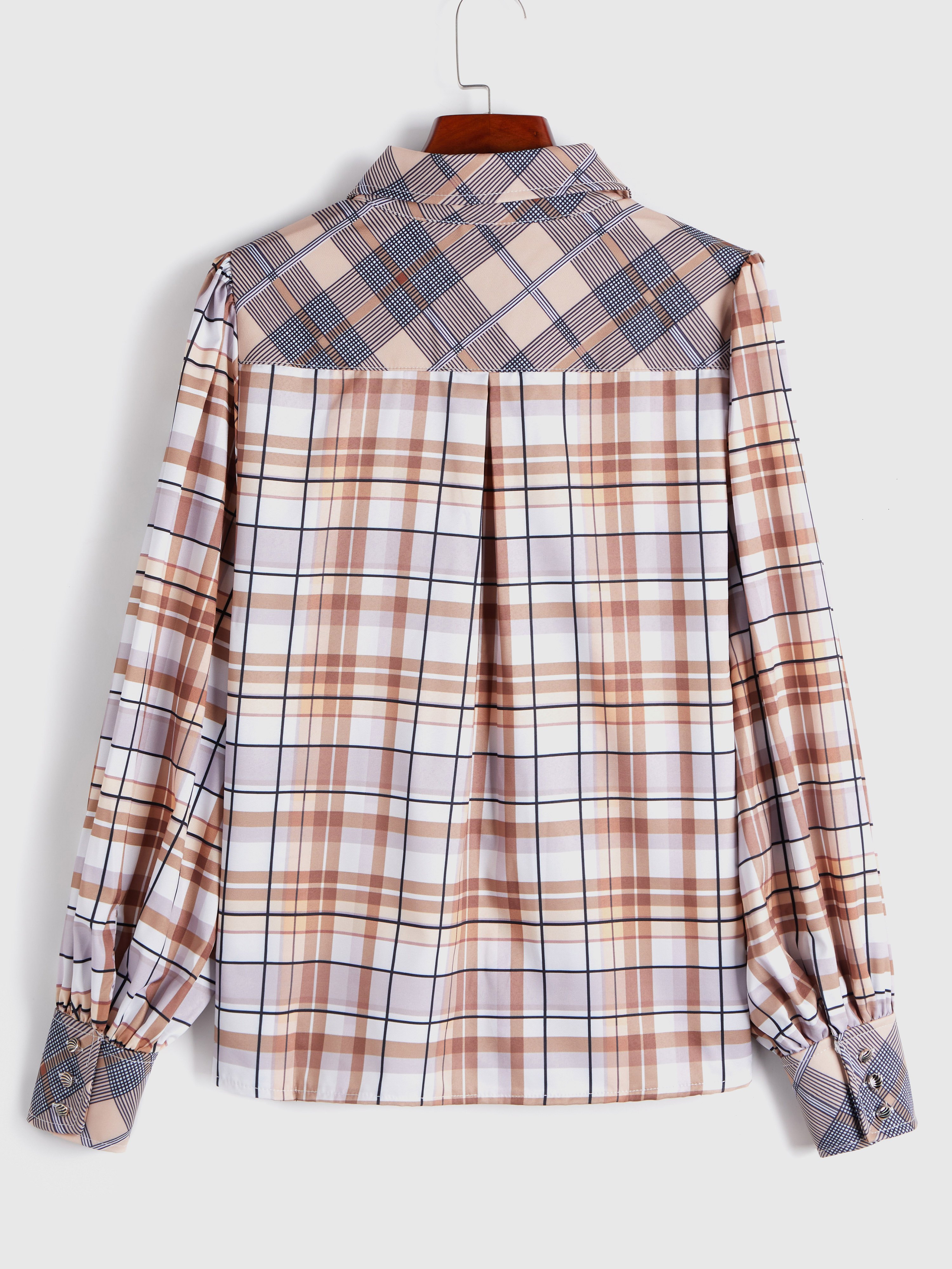 Plaid Patchwork Button Up Shirt
