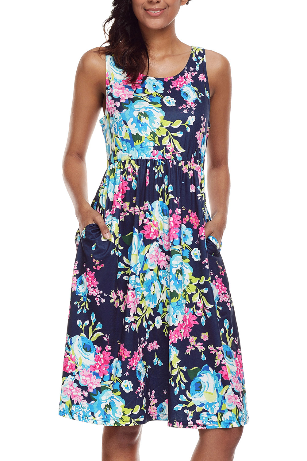Fall in Love with Floral Print Boho Dress in Navy