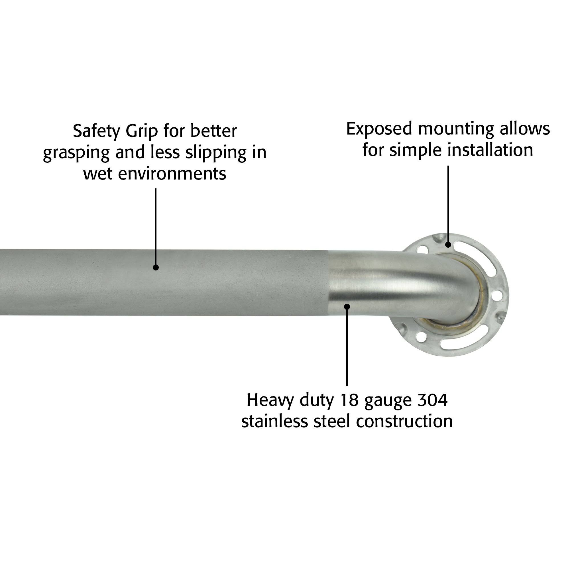 Keeney 1-1/4 in. Classic Stainless Steel Grab Bar, Exposed with Safety Grip - 42x22