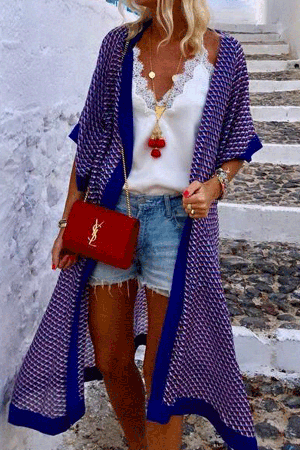 Casual Printed Long Cardigan