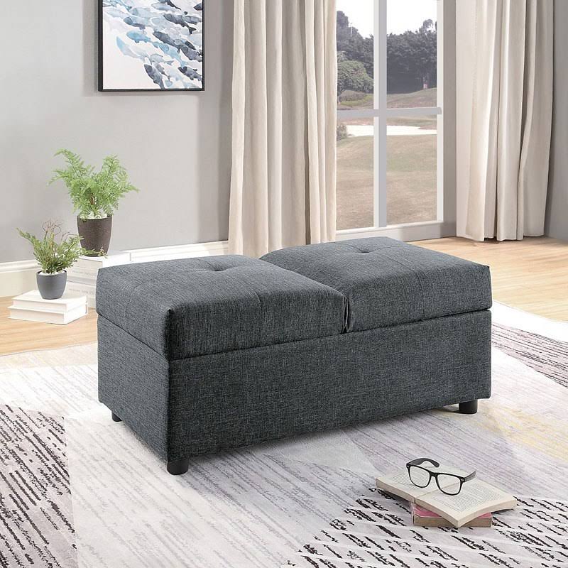 Homelegance Denby Storage Ottoman with Chair, Gray Color
