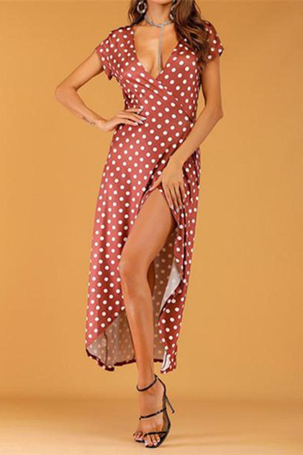 Sexy V Collar Wave Point Bodycon Dresses