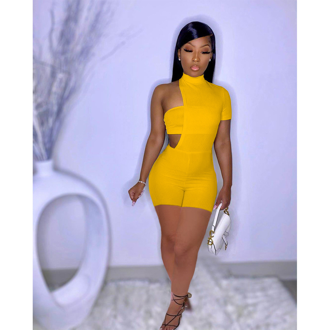 European and American women's fashion asymmetrical pit strip wrapped chest two-piece suit XM1182