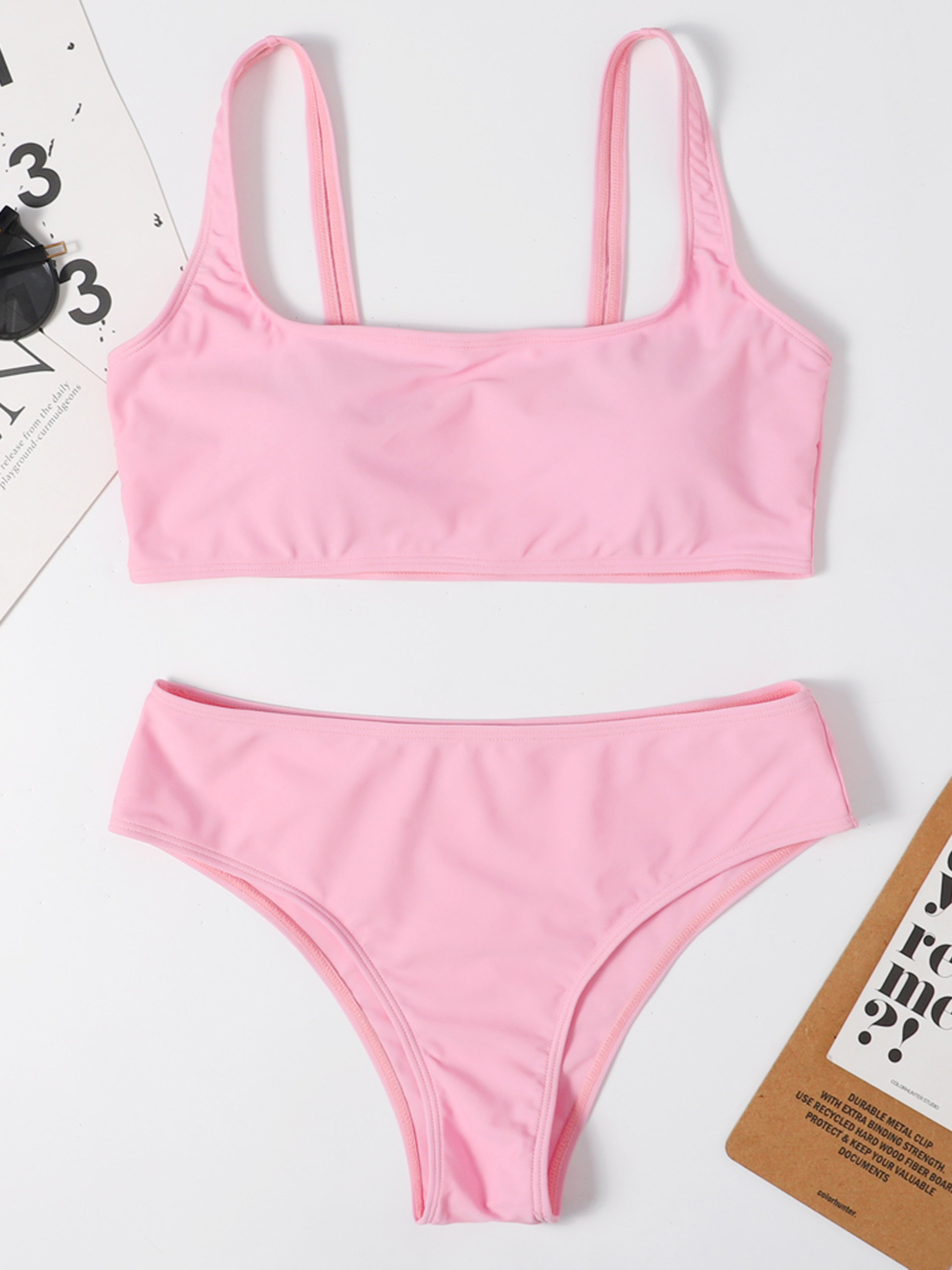 Simple Solid High Rise Bikini