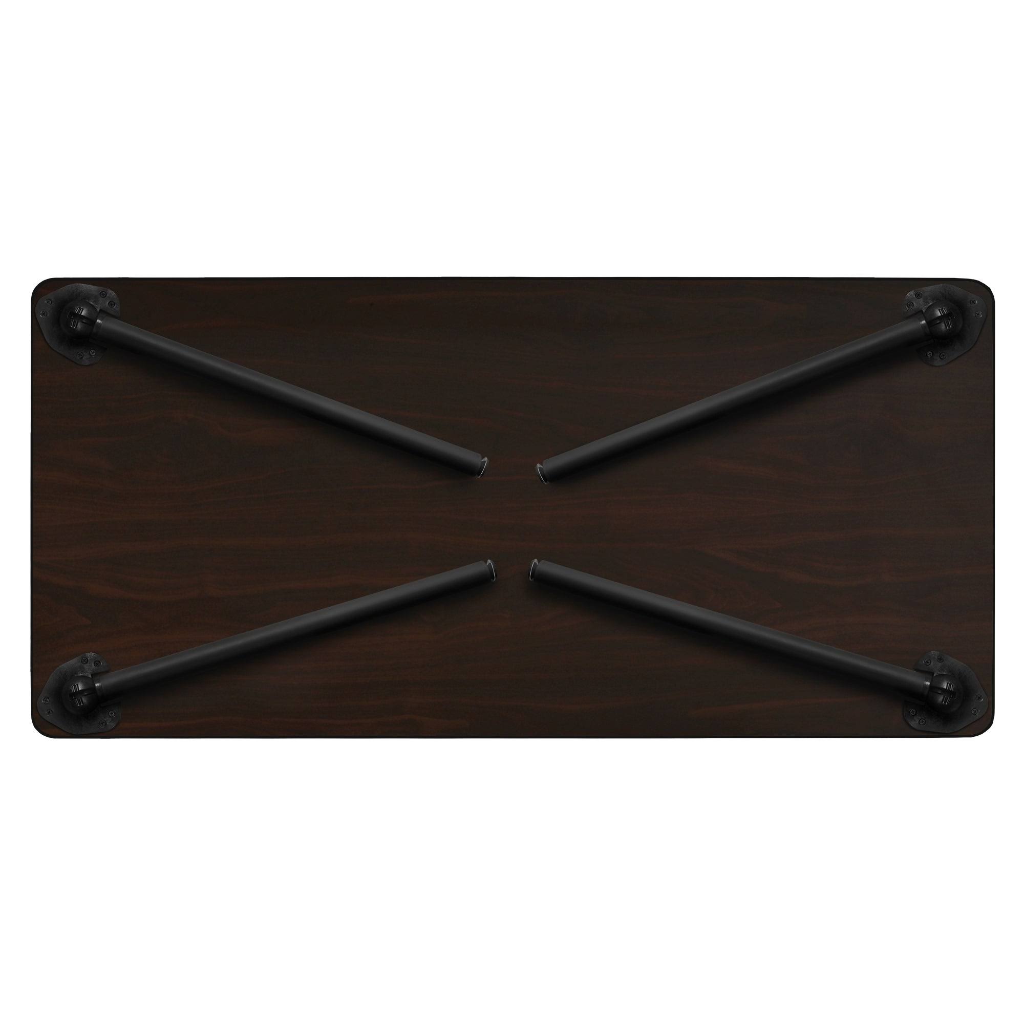 Regency 60x22 x 24x22 Kee Folding Training Table- Mahogany/ Black