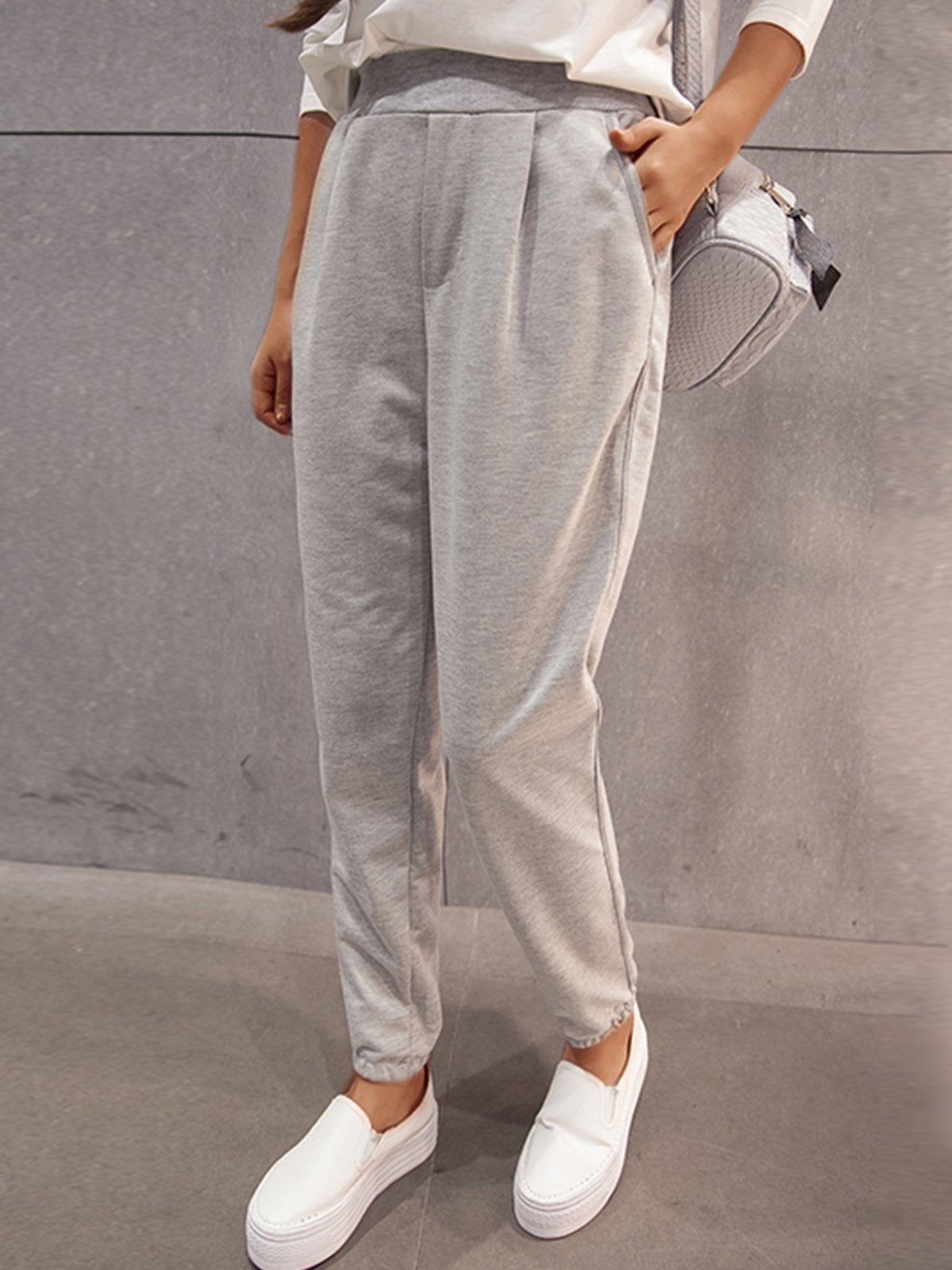 Plus Size Women Plain Casual Pants