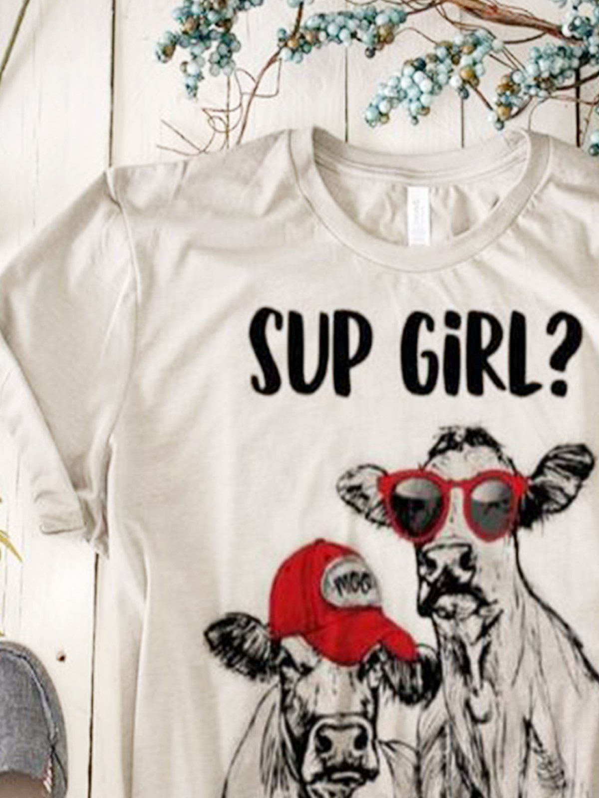 Casual plus size loose letter bull head print short sleeve round neck T-shirt