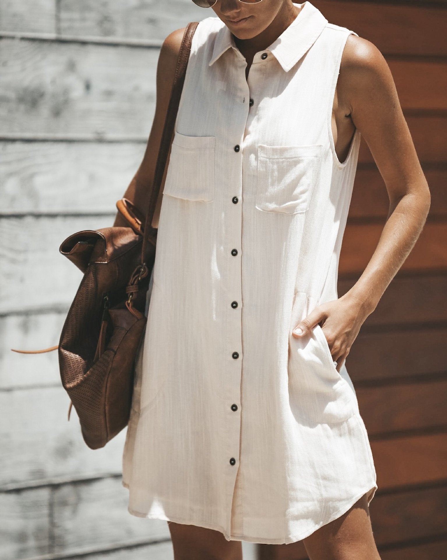 Red Pockets Casual Summer Dress