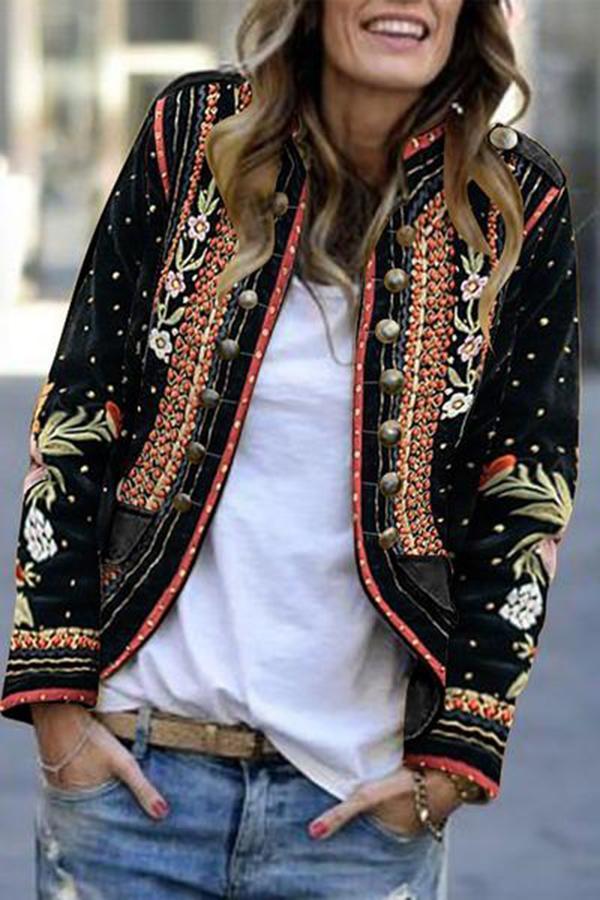 Floral Digital Printing Blazer Outerwear