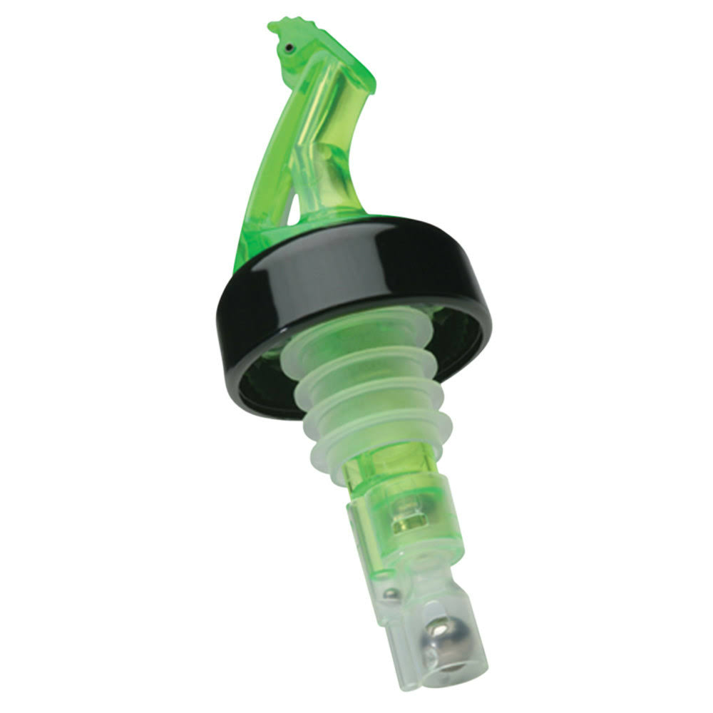 Precision Pours 12 Sg C/F 0.5 oz. Shamrock Green Measured Liquor Pourer with Collar and Fliptop - 12/Pack