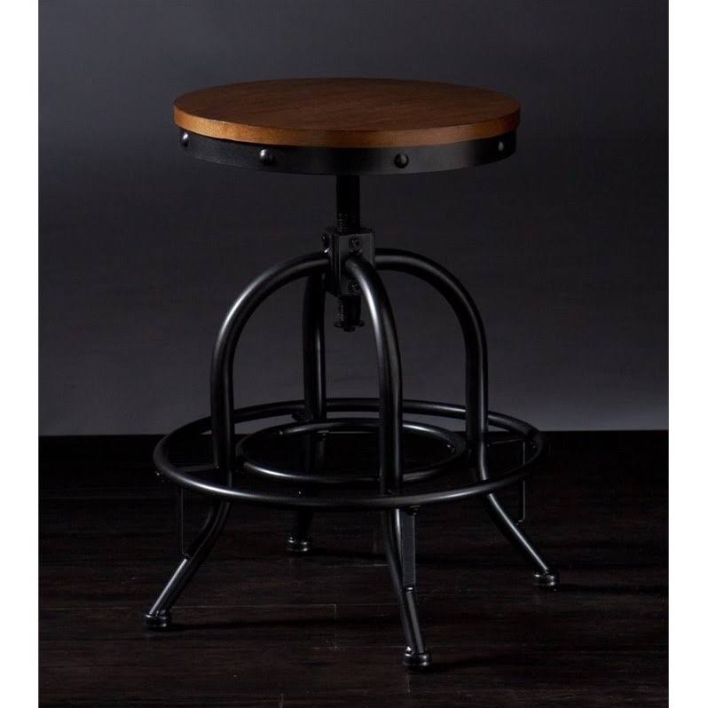 Southern Enterprises Industrial Adjustable Counter Stool, Pine/Black