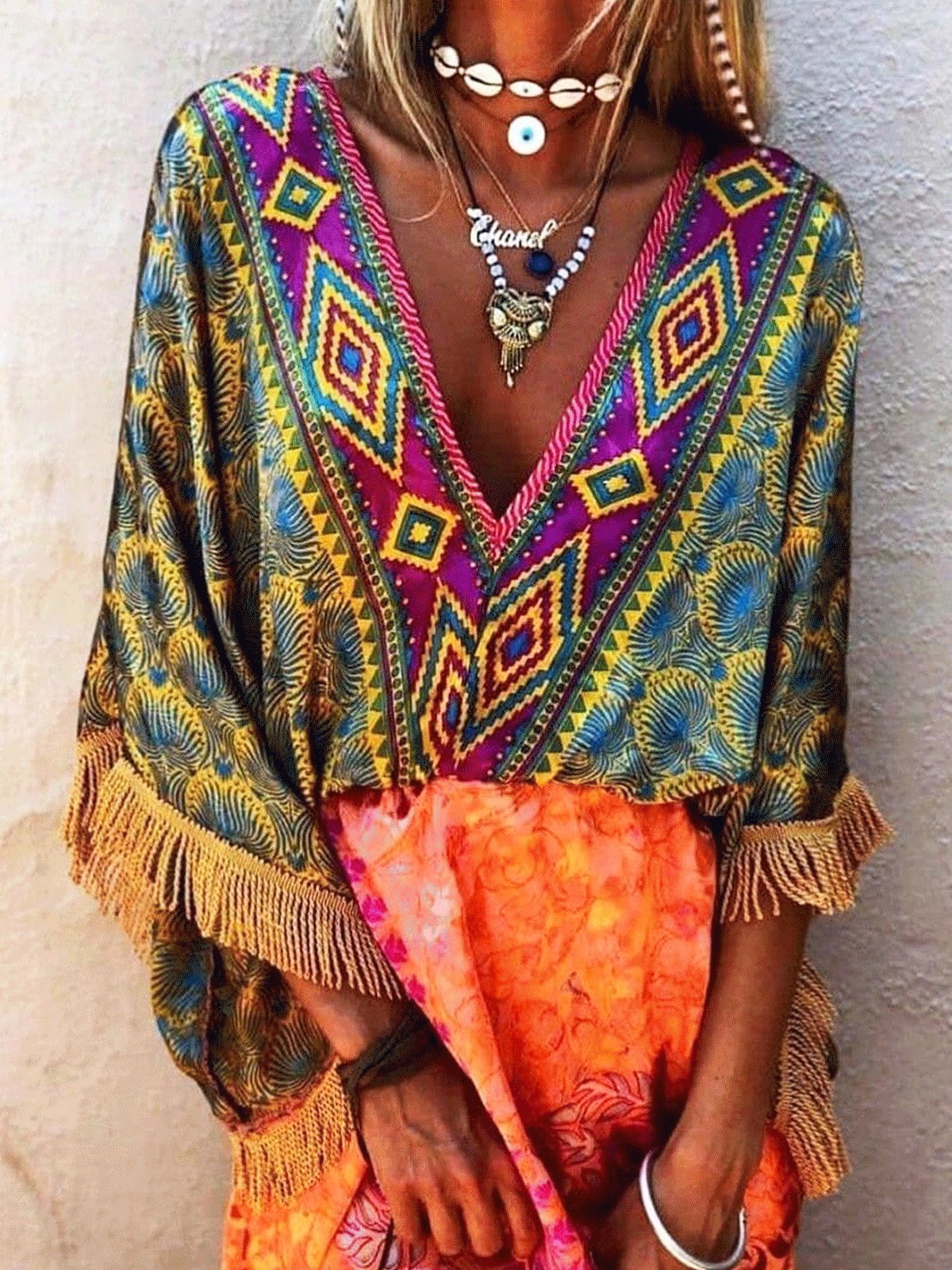 Women's V Neck Boho Holiday Dresses