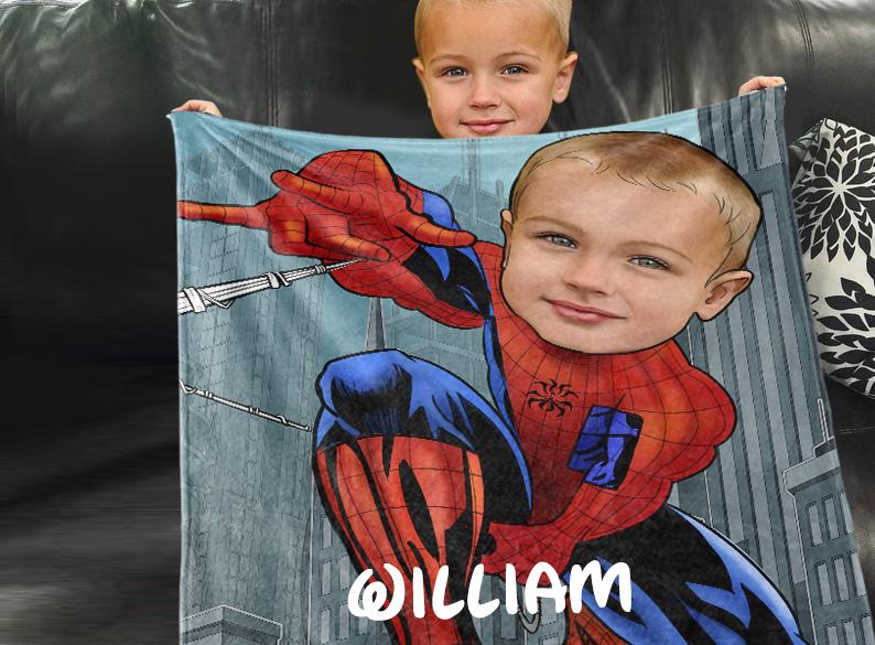 Personalized Hand-Drawing Kid's Photo Portrait Fleece Blanket IV