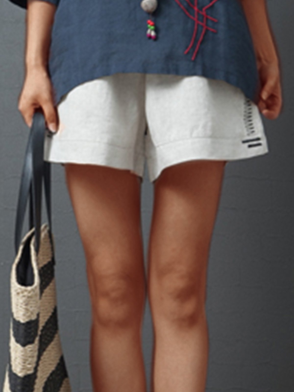 Plus Size Women Plain Casual Shorts