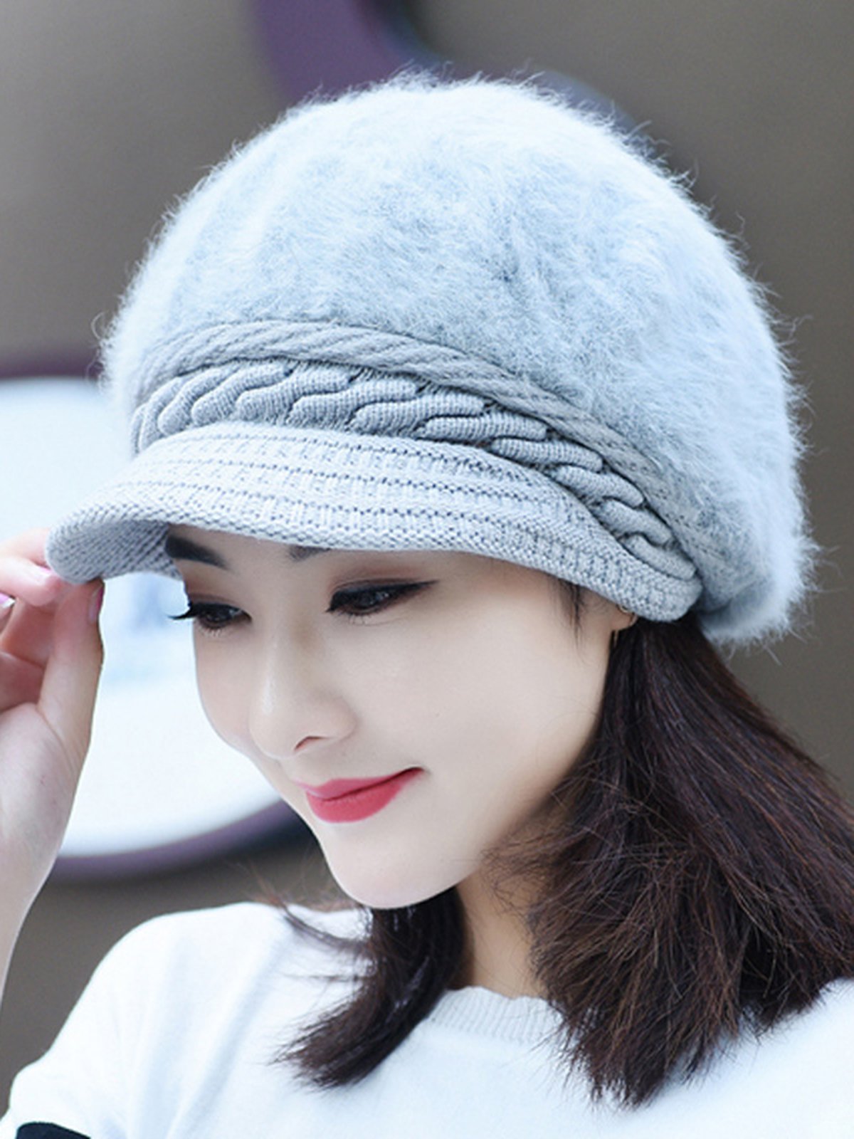 Fluffy Solid Elegant Knitted Cape