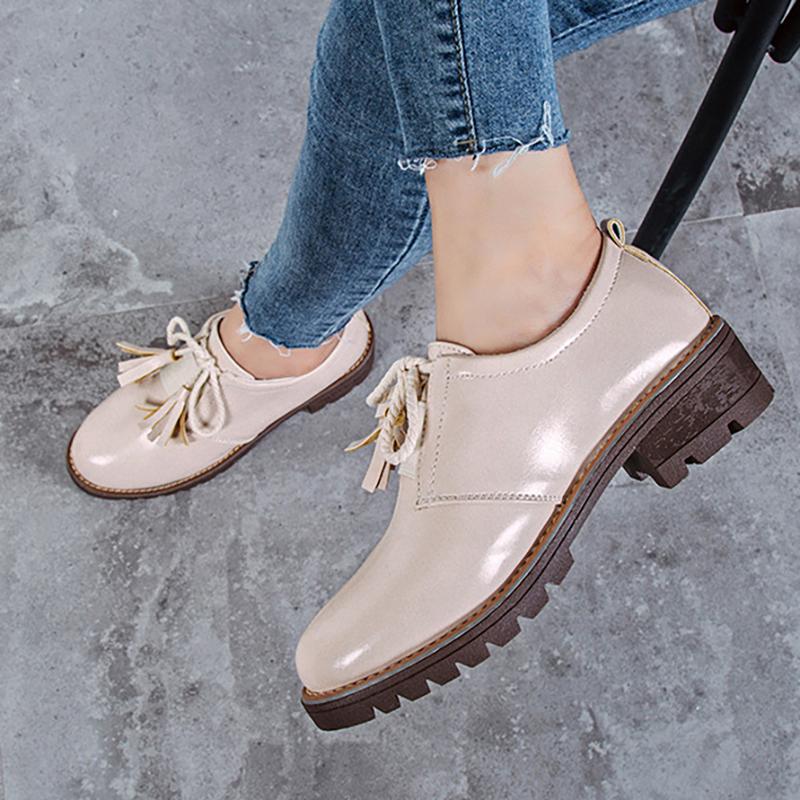 Women PU Loafers Casual Comfort Tassel Slip On Shoes