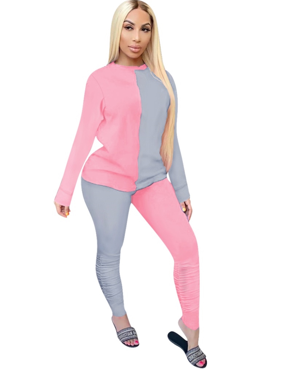 Casual Contrast 2PC Shirt and Pants Set