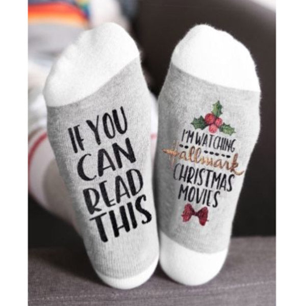 Creative Movies Soft Christmas Letters Printed Women Winter Warm Socks