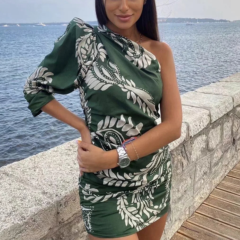 Women Chic Printed Mini Dresses Fashion Half Sleeve A Line Dresses Female Casual Beach Party Dresses Mujer Vestidos