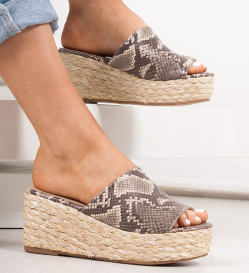 Women Slip-On Peep Toe Espadrilles Wedge Heel Plus Size Sandals