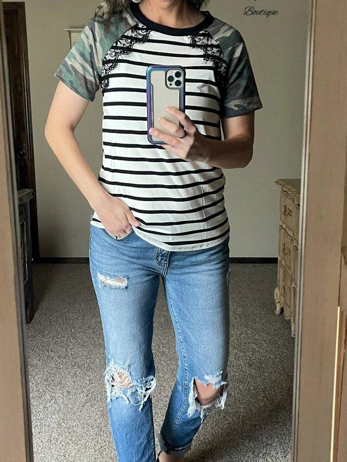 Short Sleeve Cotton-Blend Crew Neck Shirts & Tops