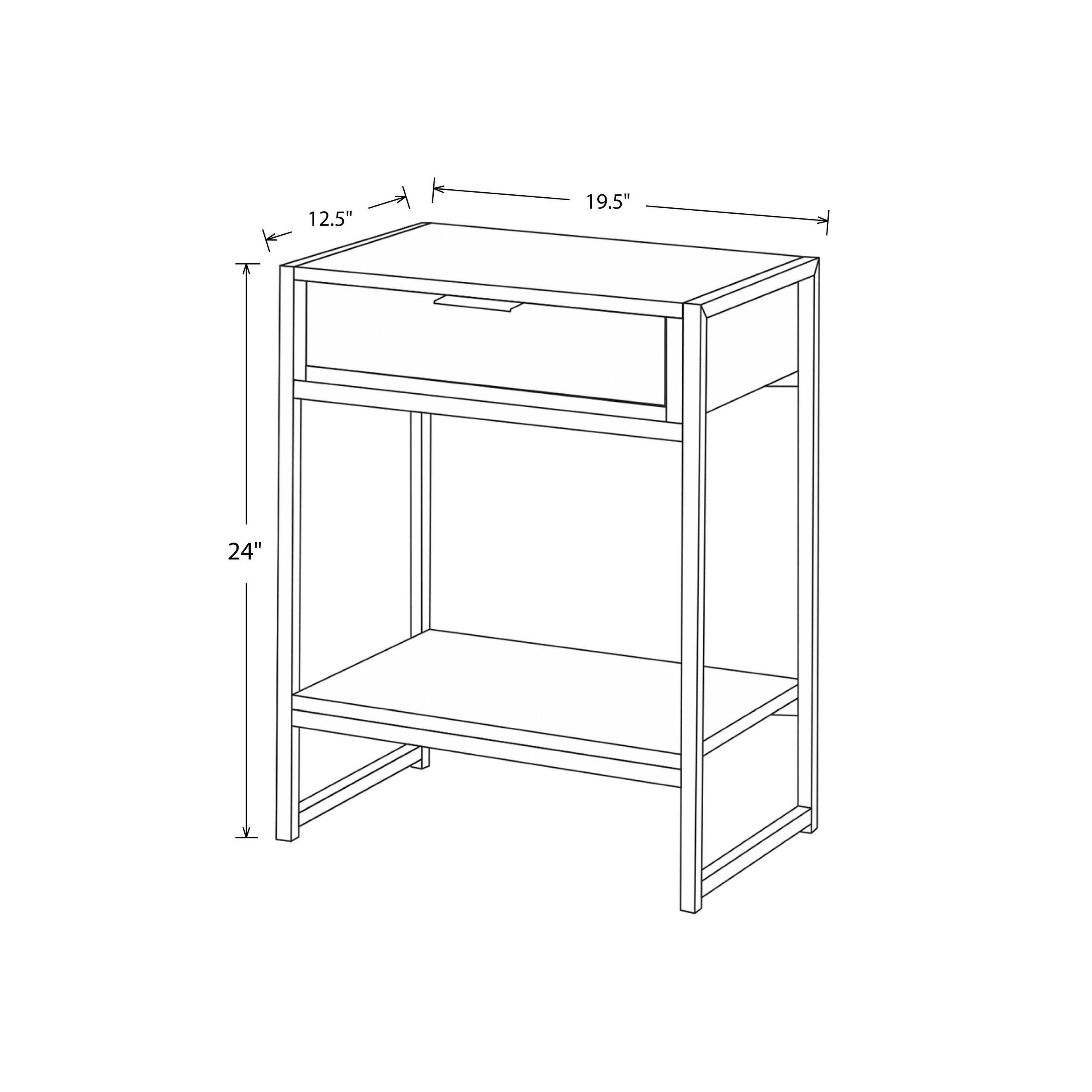 Safdie Co. Accent Metal Top Table with Drawer - Grey Cement