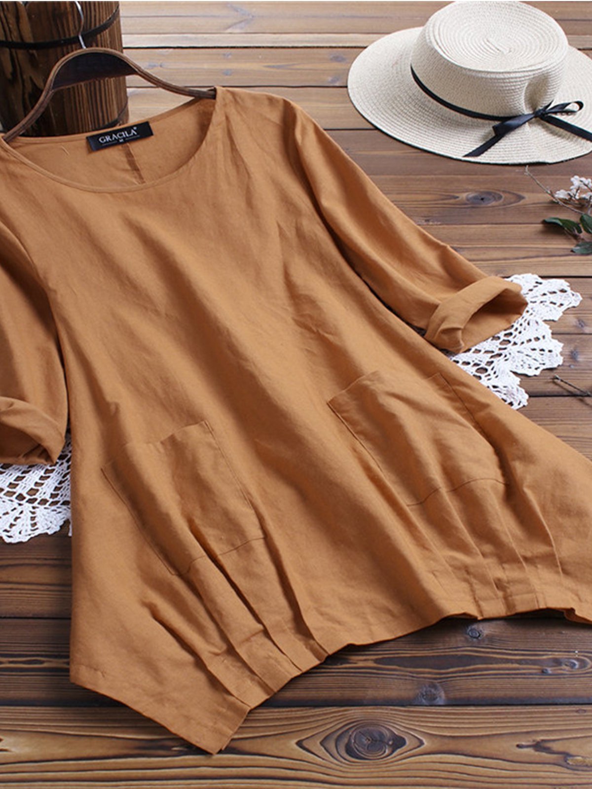 Short Sleeve Asymmetrical Casual Shirts & Tops