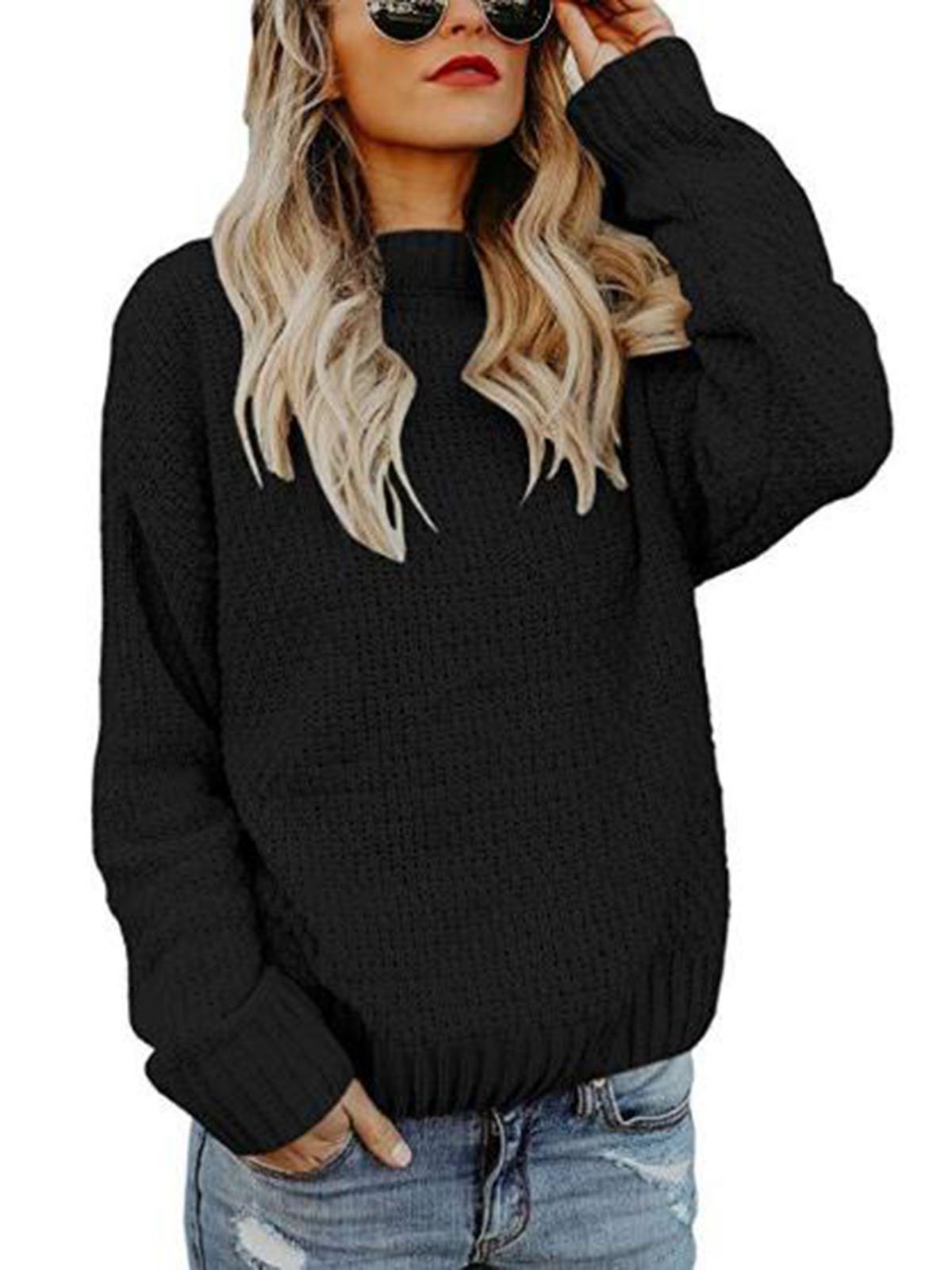 Casual Round Neck Solid Color Sweater