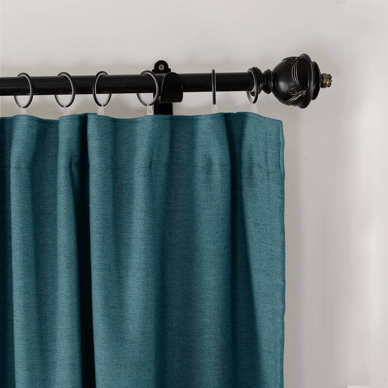 CUSTOM Olive Blue Luxury Textured Faux Linen Curtain