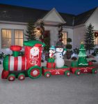 16�� Gemmy Airblown? Inflatable Colossal Christmas Train with Santa, Snowman and Penguin