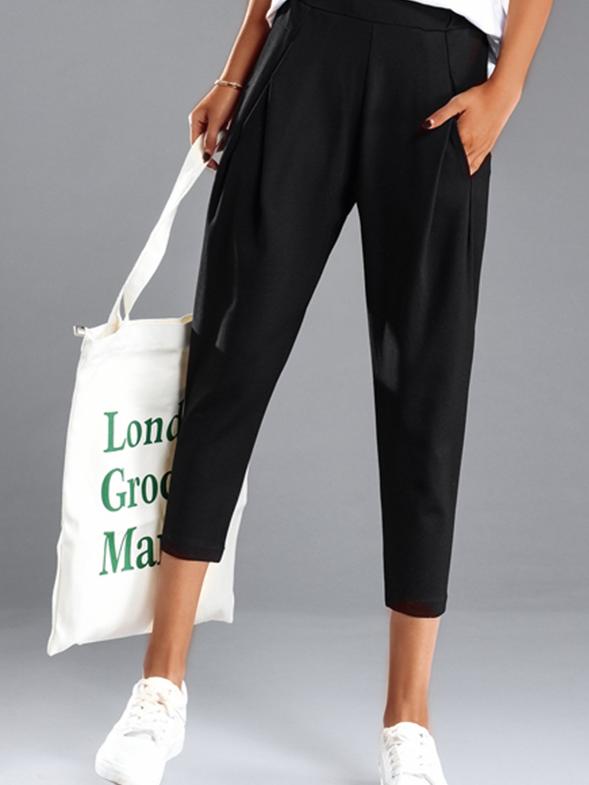 Plus Size Women Plain Casual Pants