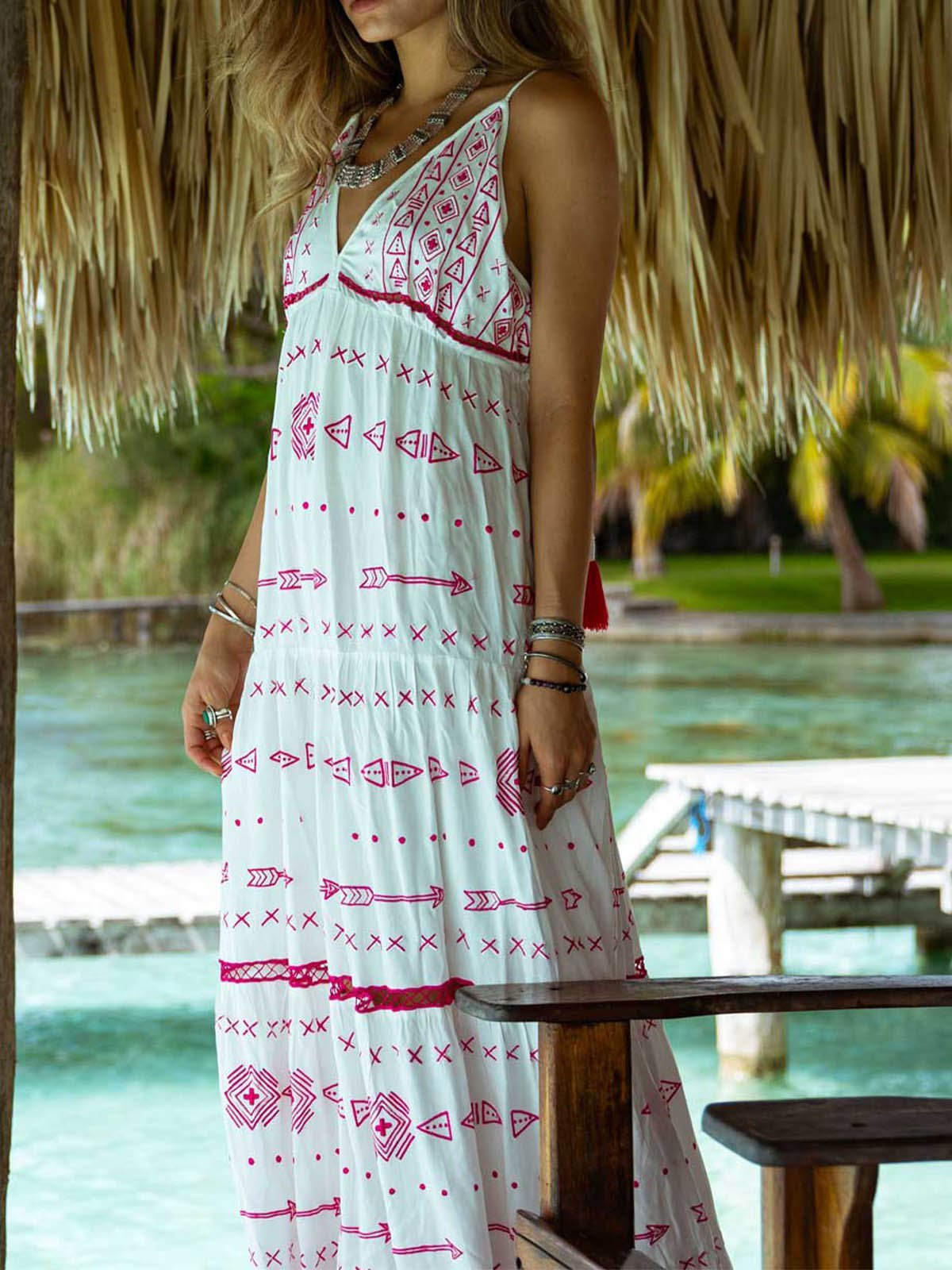 Bohemian vacation casual chiffon dress