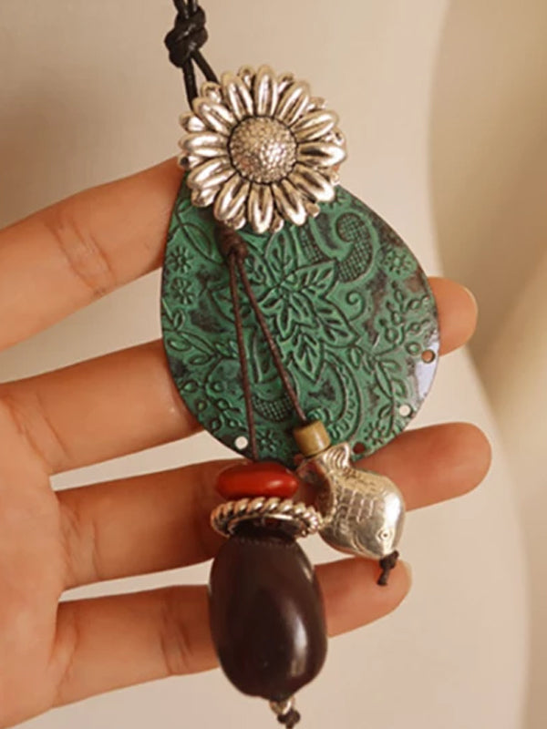 Fringed Chrysanthemum Drops Bodhi Silverfish Sweater Chain