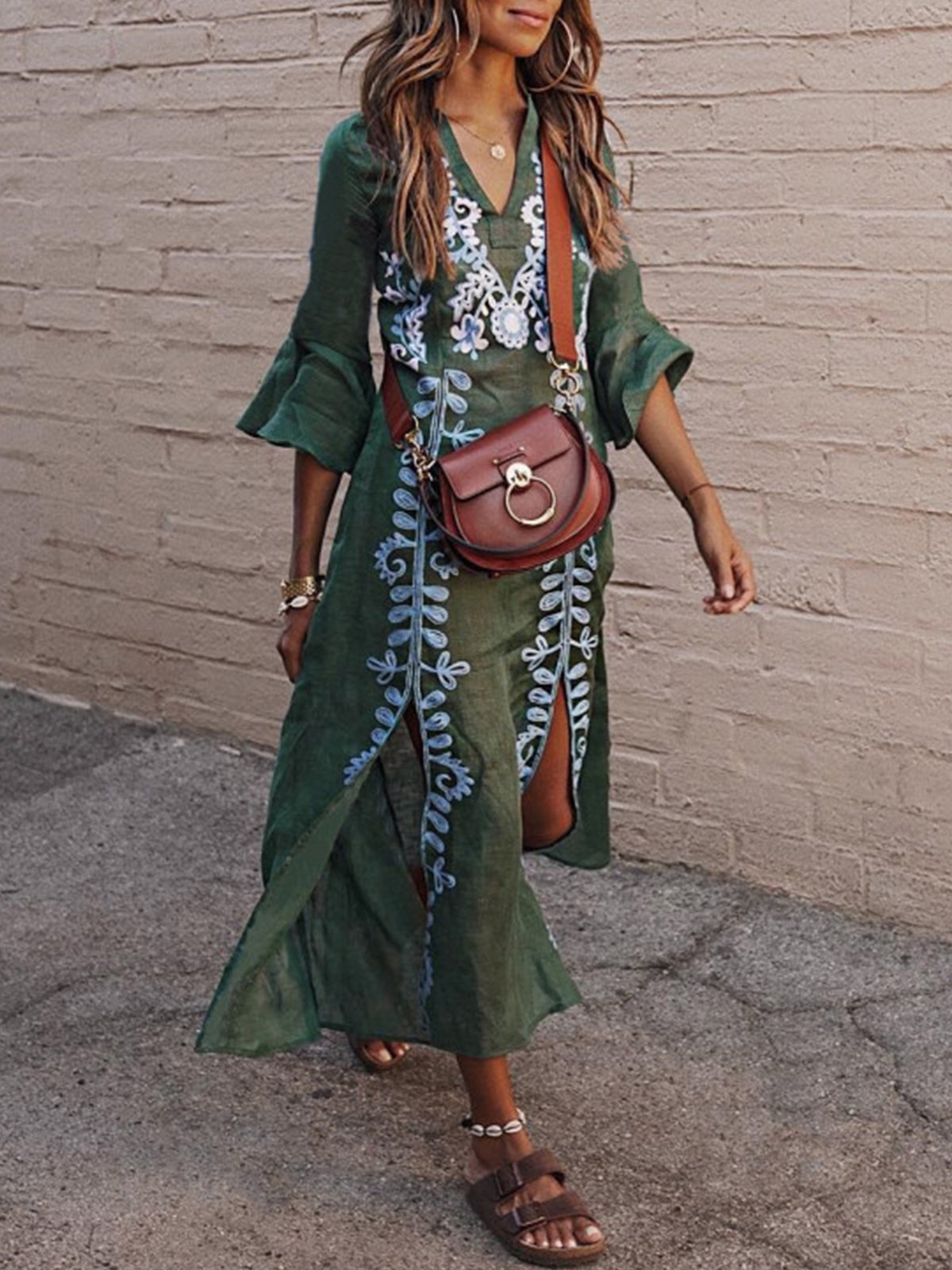 Vintage Embroidery Floral Vacation Dress