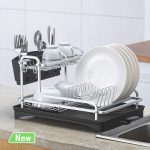 Dish Rack Drainer Kitchen Storage Drying Shelf Tray over Sink Untensil Holder Drain Organizer