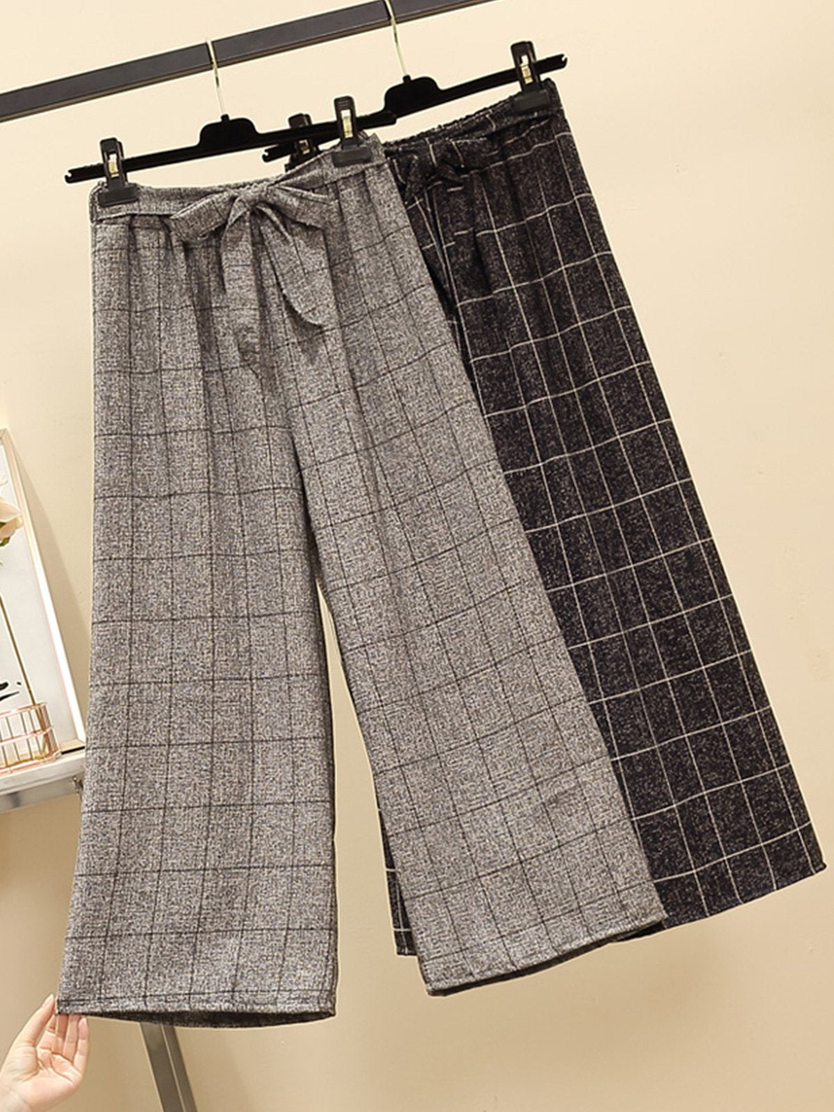 Plus Size Women Plaid Casual Pants