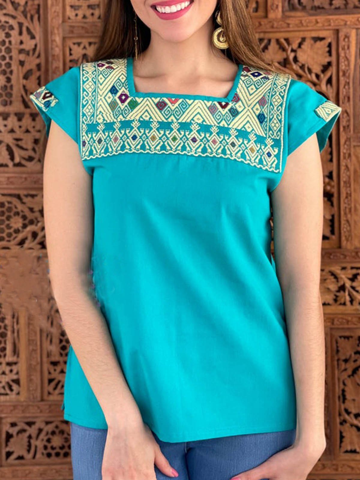 Short Sleeve Casual Square Neck Shirts & Tops