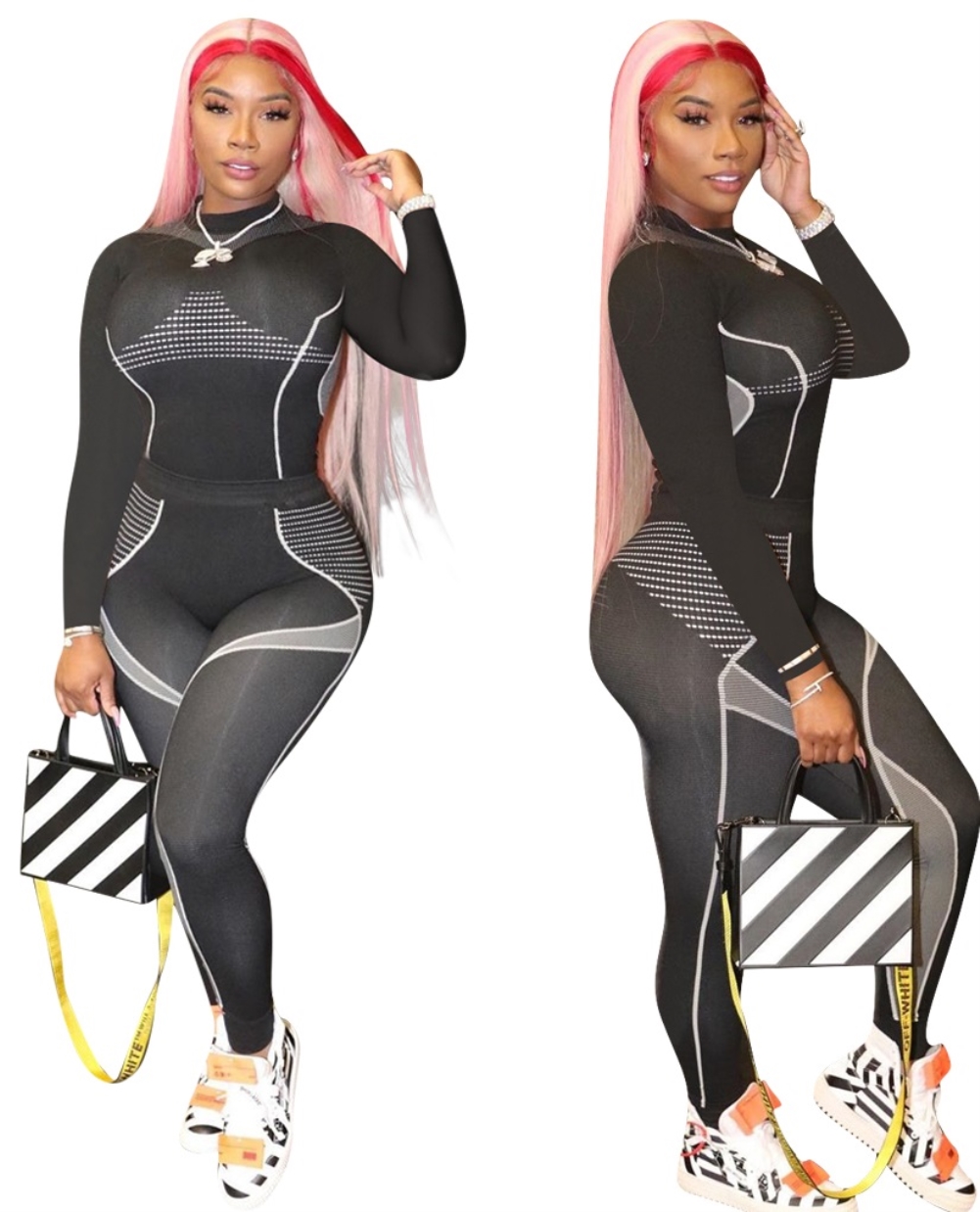 Sports Fitness Print Two Piece Legging Set