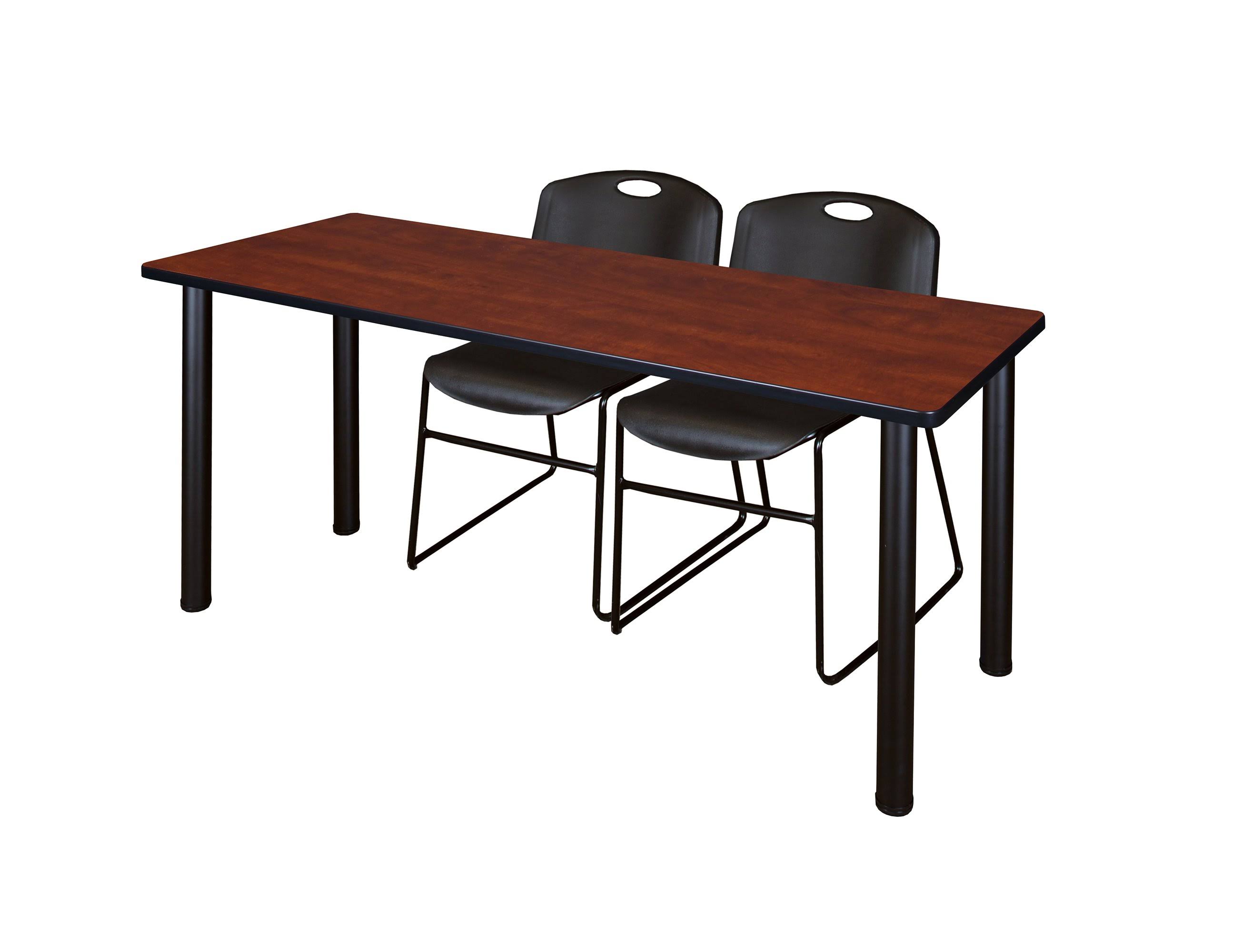 Regency 60x22 x 24x22 Kee Training Table- Cherry/ Black 2 Zeng Stack Chairs- Black