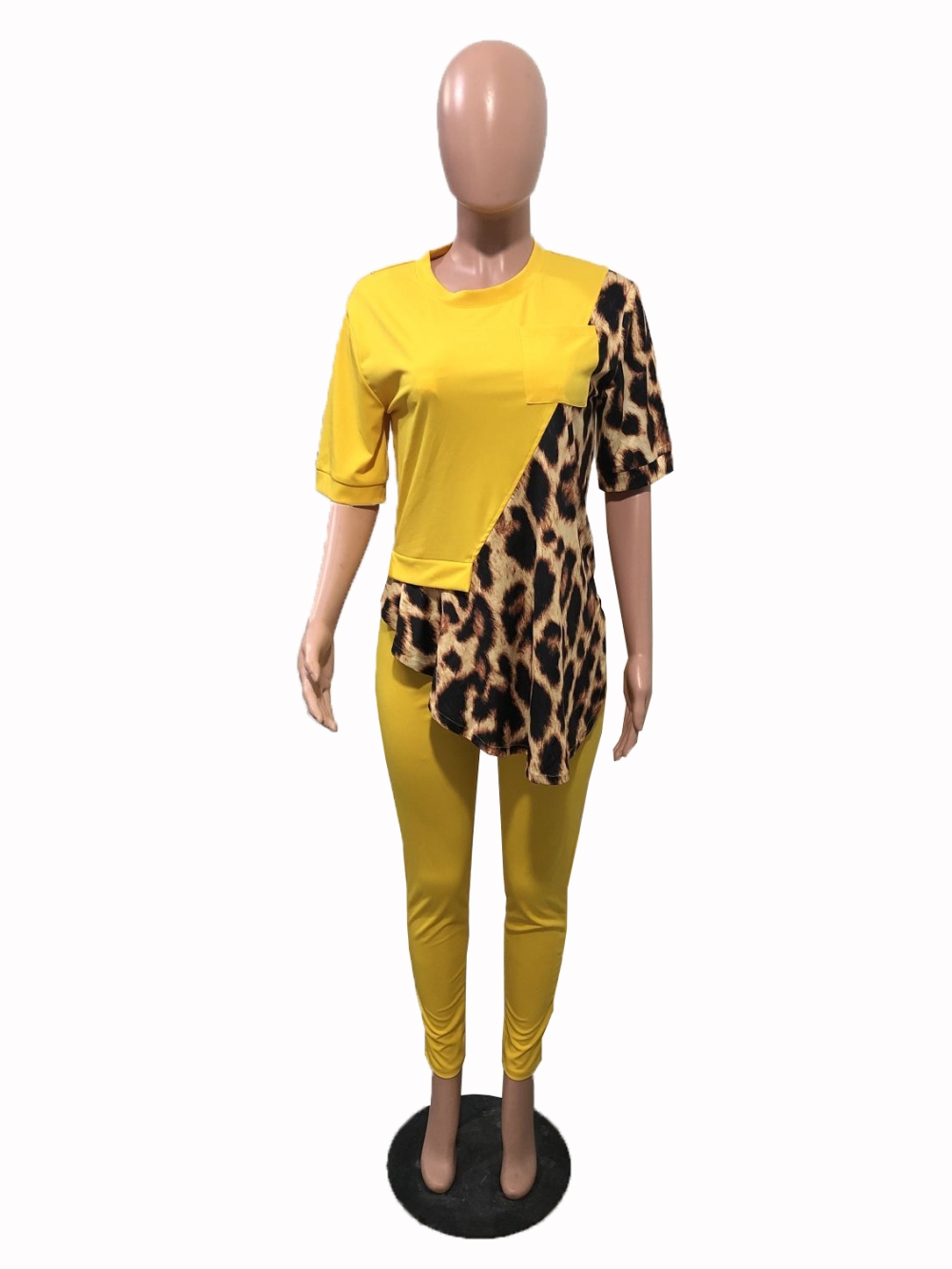 Summer Casual Leopard Print Shirt and Pants Set