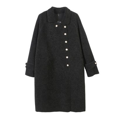 2020 winter new plus size women's fat mm Korean version was thin and versatile single-breasted long woolen coat 040767